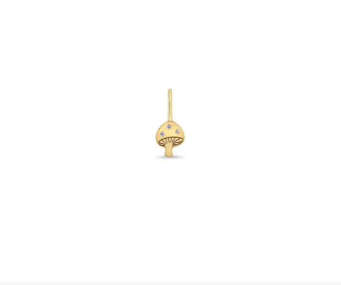 14K SINGLE MIDI BITTY DIAMOND MUSHROOM CHARM Zo Chicco Charm Necklaces