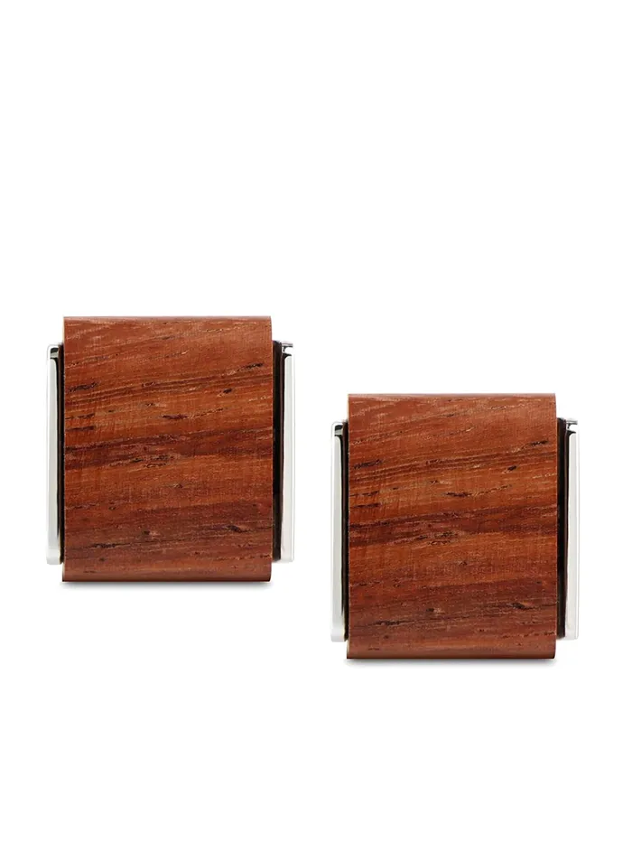 Bracelets Yellow Chimes Yellow Chimes Cufflinks for Men Cuff links Stainles Steel Wooden Brown Silver Cufflinks for Men and Boys