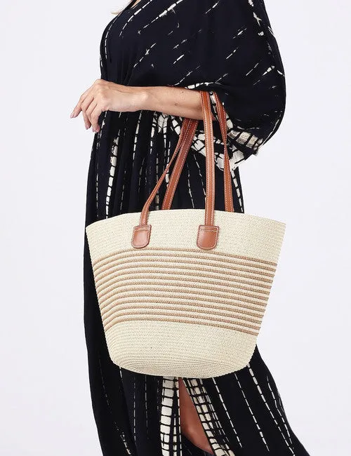 Candlewick Gift Shop Straw Tote Bag Earrings