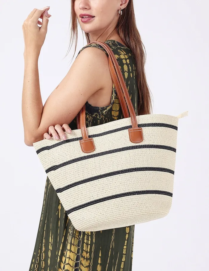 Candlewick Gift Shop Straw Tote Bag Earrings