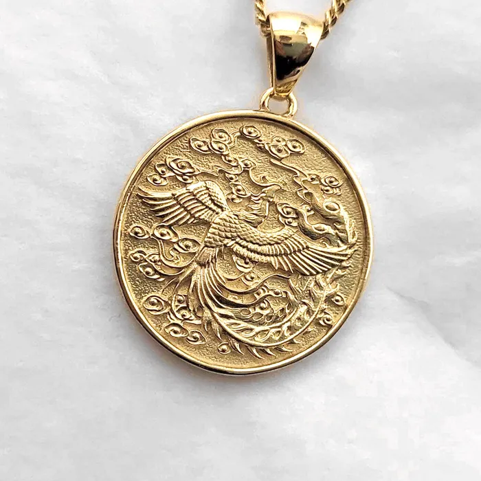 carre dor Necklaces 14k 18k gold mens circle korean phoenix pendant necklace 2 carre dor Necklaces 14k 18k gold mens circle korean phoenix pendant necklace 2