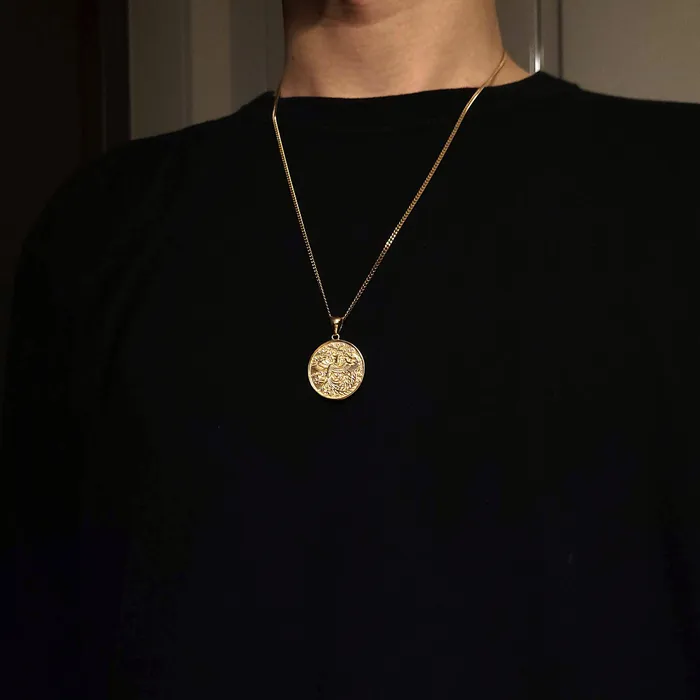 carre dor Necklaces 14k 18k gold mens circle korean phoenix pendant necklace 2