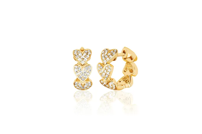 Diamond Multi Heart Huggie Earring ef collection Earrings