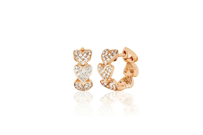Diamond Multi Heart Huggie Earring ef collection Earrings