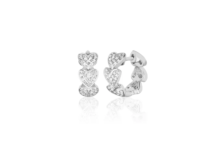 Diamond Multi Heart Huggie Earring ef collection Earrings
