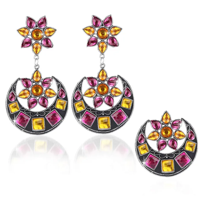 Earrings Yellow Chimes Oxidized Silver Traditional Earrings Adjustable Ring Combo for Women and Girls Pink Yellow Chimes Earrings Yellow Chimes Oxidized Silver Traditional Earrings Adjustable Ring Combo for Women and Girls Pink Yellow Chimes