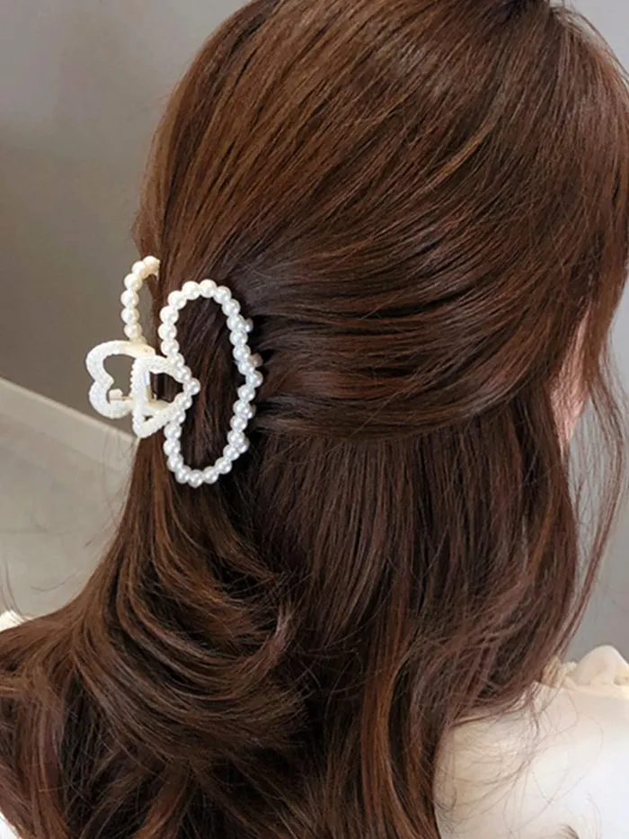 Earrings Yellow Chimes Yellow Chimes Claw Clips for Women Hair Clutches for Women Hair Accessories For Women Set of 6 Pcs Claw Clip White Pearl Clutchers for Hair Clutcher for women Girls Gift for Women Girls