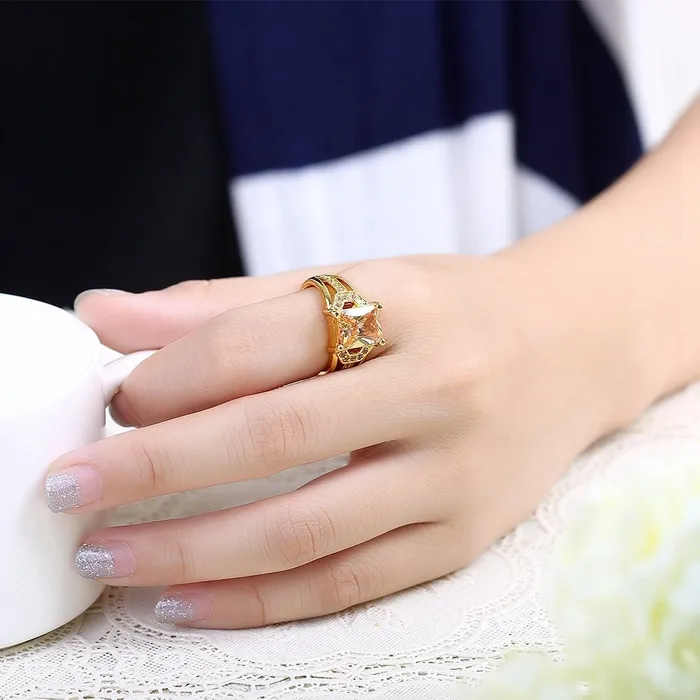 Earrings Yellow Chimes Yellow Chimes Crystal Rings For Women Yellow Crystal Ring Pack of 1 Gold Plated Finger Ring for Girls Birthday Gift For Girls Women Anniversary Gift for Wife