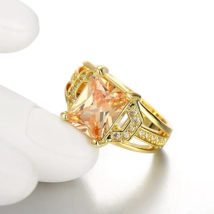 Earrings Yellow Chimes Yellow Chimes Crystal Rings For Women Yellow Crystal Ring Pack of 1 Gold Plated Finger Ring for Girls Birthday Gift For Girls Women Anniversary Gift for Wife