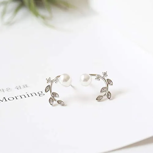Earrings Yellow Chimes Yellow Chimes Designer Crystal Pearl Silver Plated Stylish Designer Earrings for Women and Girls