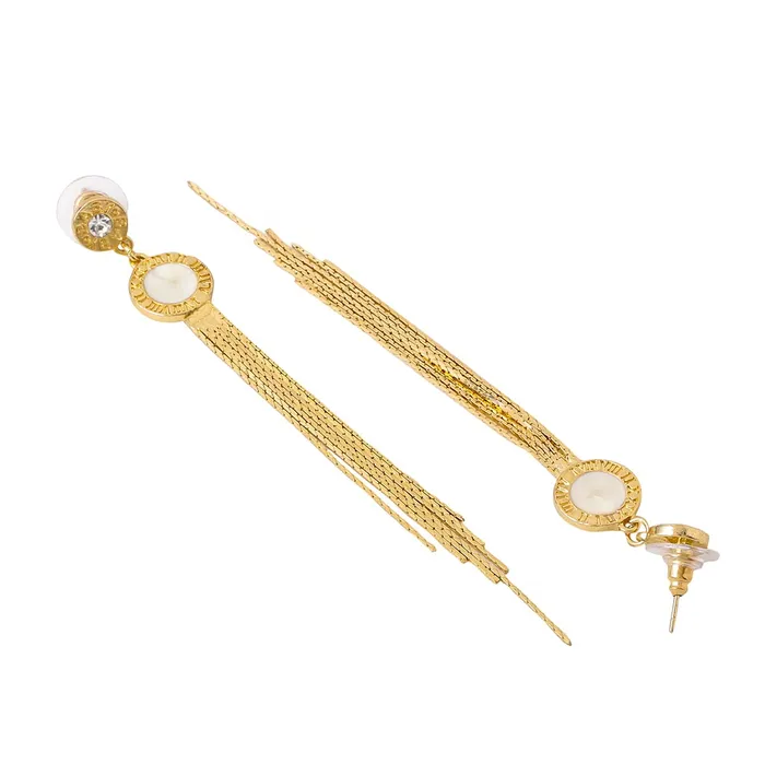 Earrings Yellow Chimes Yellow Chimes Earrings For Women Gold Tone Elegant Long Tassel Chain Drop Dangle Earrings For Women and Girls