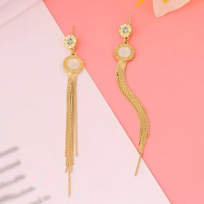 Earrings Yellow Chimes Yellow Chimes Earrings For Women Gold Tone Elegant Long Tassel Chain Drop Dangle Earrings For Women and Girls