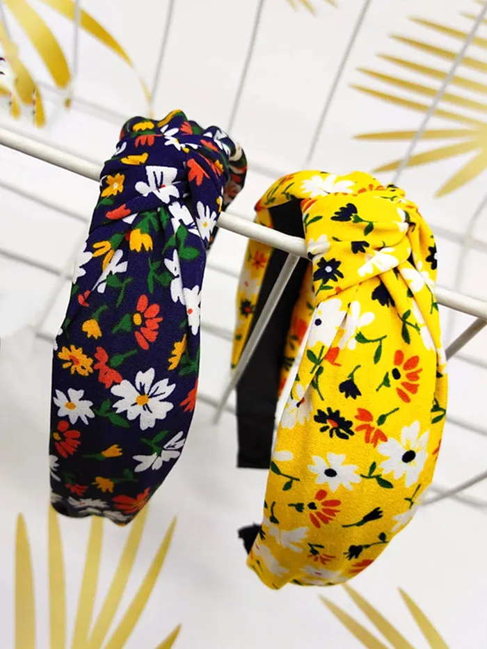Earrings Yellow Chimes Yellow Chimes Hair Bands for Girls 2 Pcs Hairbands for Women Solid Fabric Knot Printed Headband Hairband Hair Accessories for Women and Girls