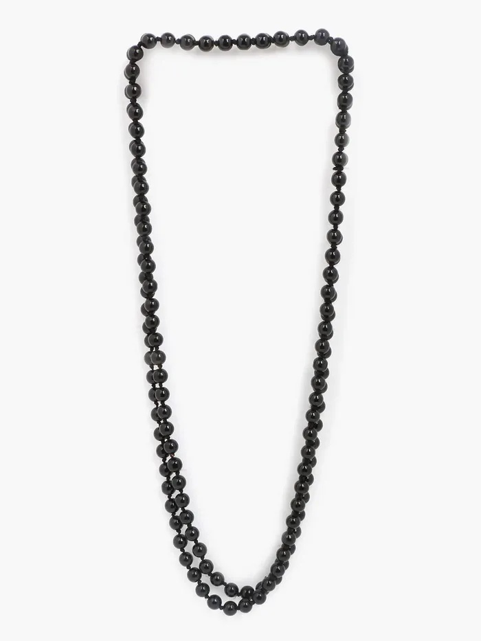 Earrings Yellow Chimes Yellow Chimes Latest Fashion Pearl Multilayer Long Necklace for Women Girls Black