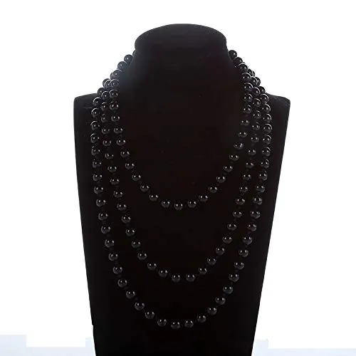 Earrings Yellow Chimes Yellow Chimes Latest Fashion Pearl Multilayer Long Necklace for Women Girls Black