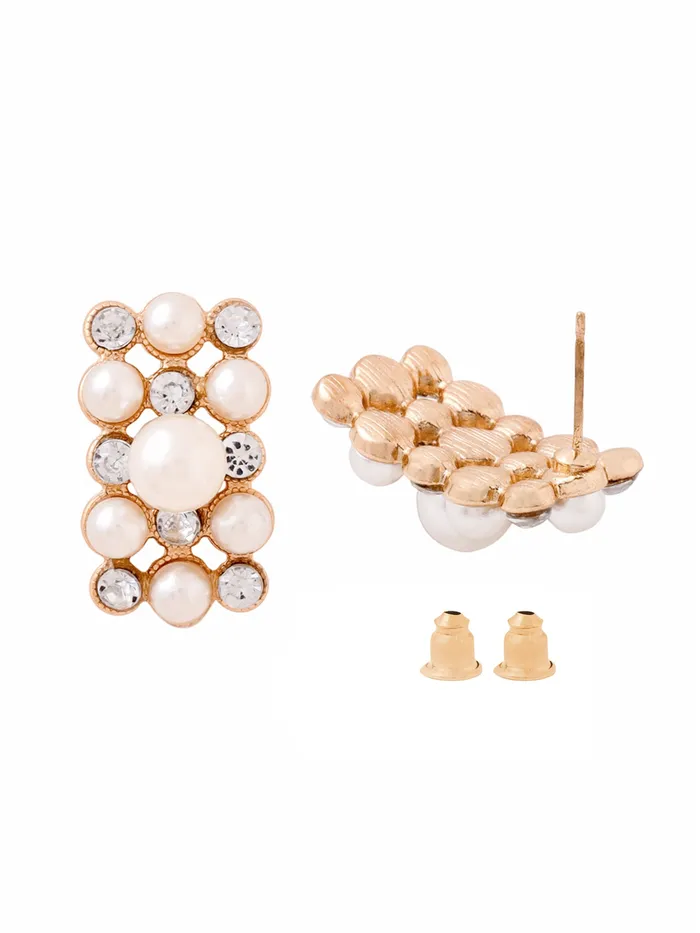 Earrings Yellow Chimes Yellow Chimes Womens Pearl Necklace Set with Earrings Rose Gold Choker Copper Jewellery Set Rose Gold White YCFJNS216PRLRG