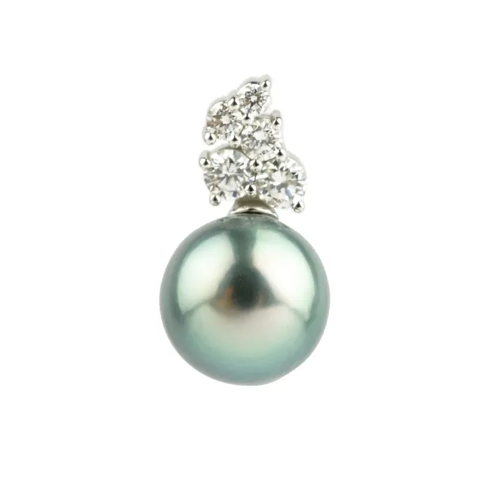 Kamoka Pearl Necklaces Silvery Blue Tahitian Pearl Diamond Asteria Pendant or Necklace on 14K White Gold Kamoka Pearl Necklaces Silvery Blue Tahitian Pearl Diamond Asteria Pendant or Necklace on 14K White Gold
