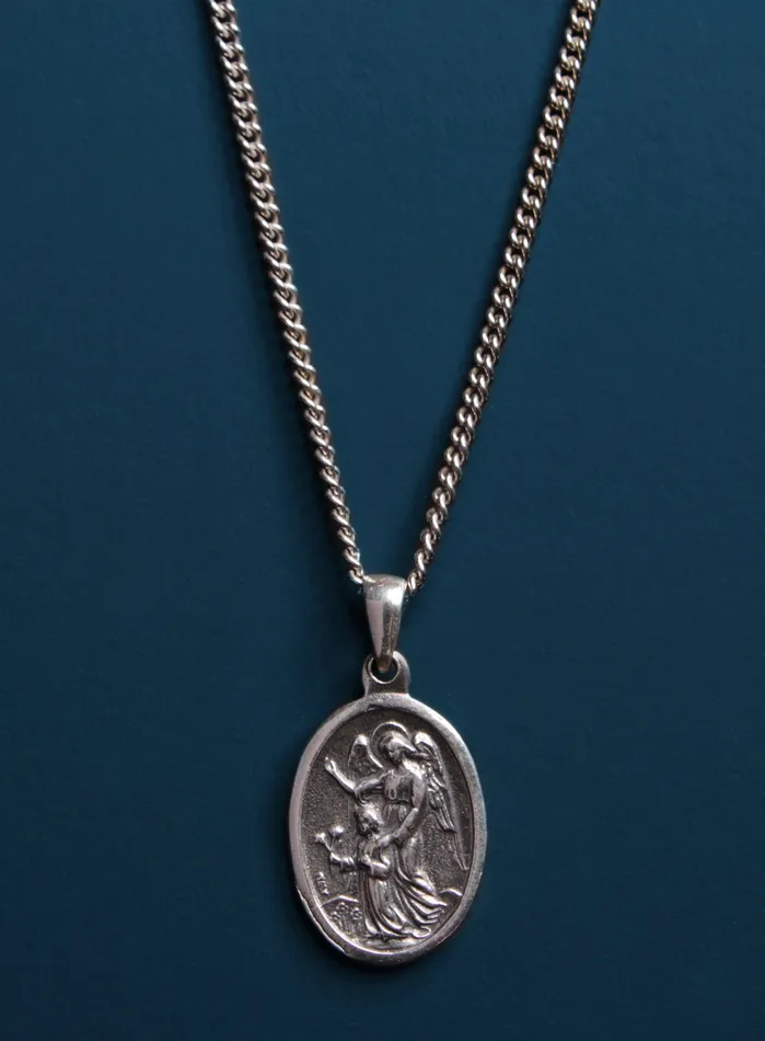 Necklaces Guardian Angel and St Michael Sterling Silver Medal Necklace for Men WE ARE ALL SMITH Necklaces Guardian Angel and St Michael Sterling Silver Medal Necklace for Men WE ARE ALL SMITH