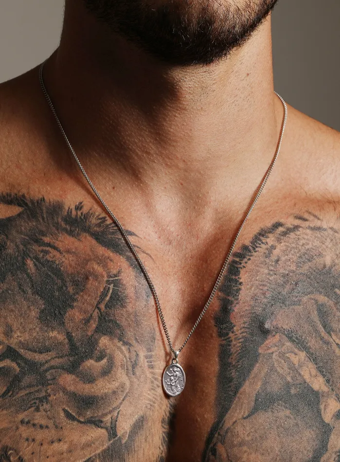 Necklaces Guardian Angel and St Michael Sterling Silver Medal Necklace for Men WE ARE ALL SMITH