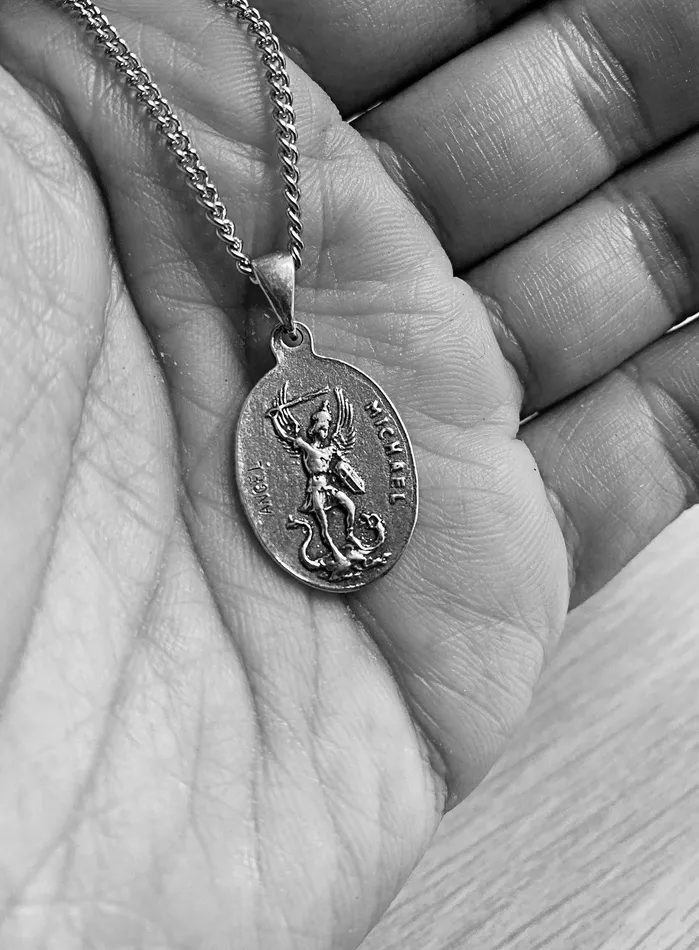Necklaces Guardian Angel and St Michael Sterling Silver Medal Necklace for Men WE ARE ALL SMITH