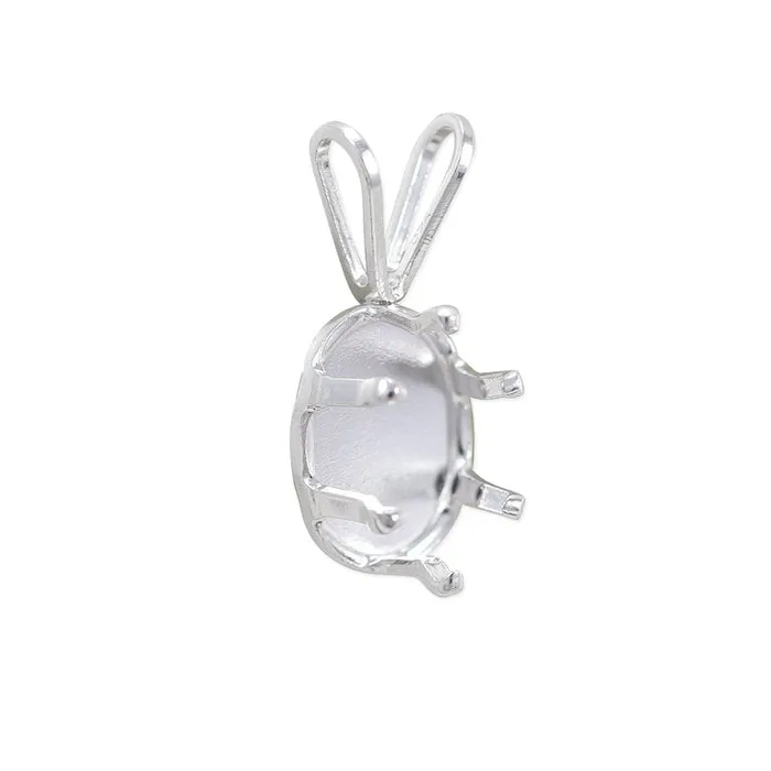 Necklaces POP011 DIY Mount Pendant Pop N Lock 925 Sterling Silver Oval 6 Prong Necklaces POP011 DIY Mount Pendant Pop N Lock 925 Sterling Silver Oval 6 Prong