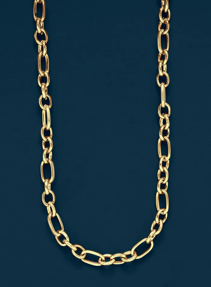 Necklaces WE ARE ALL SMITH Mens 7mm 14k Gold Plated Textured Cable Chain Necklace