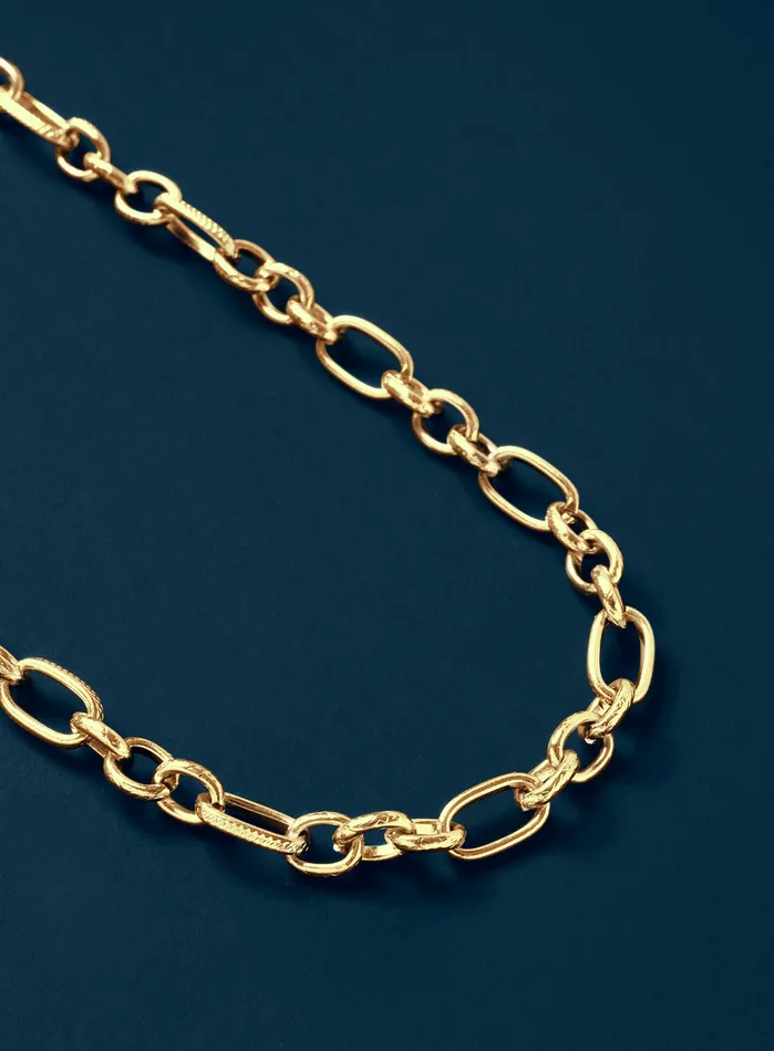 Necklaces WE ARE ALL SMITH Mens 7mm 14k Gold Plated Textured Cable Chain Necklace