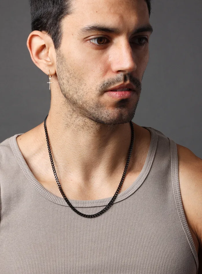 Necklaces WE ARE ALL SMITH Mens Jewelry Clothing 35mm black stainless steel cuban chain Necklaces WE ARE ALL SMITH Mens Jewelry Clothing 35mm black stainless steel cuban chain