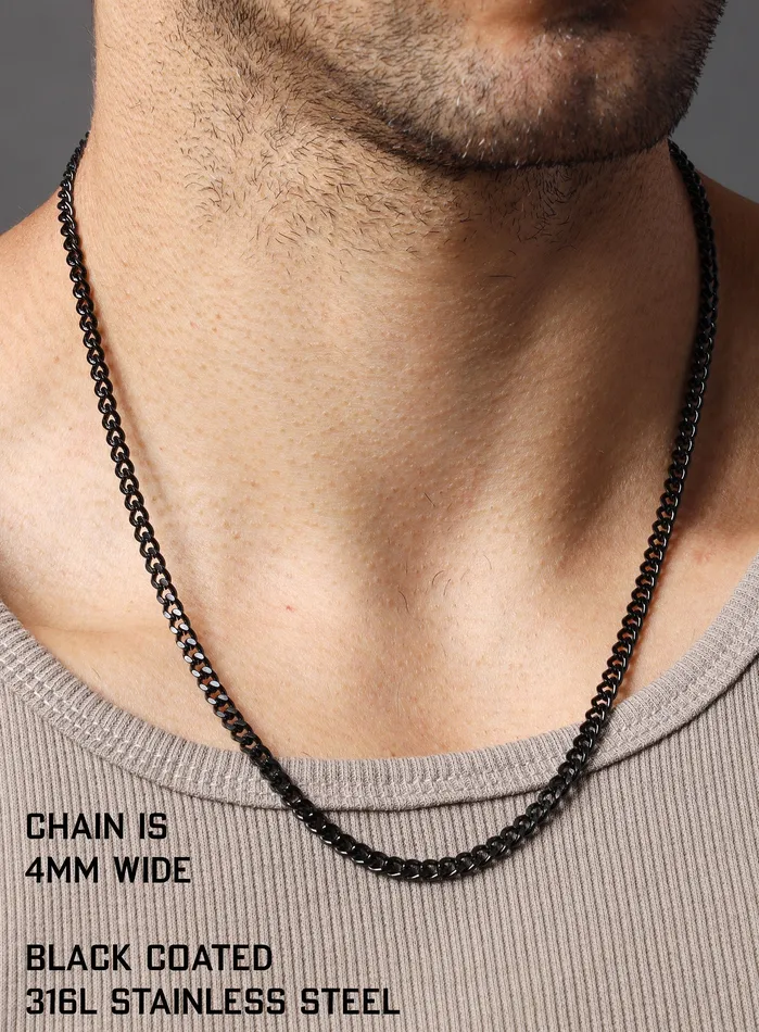 Necklaces WE ARE ALL SMITH Mens Jewelry Clothing 35mm black stainless steel cuban chain