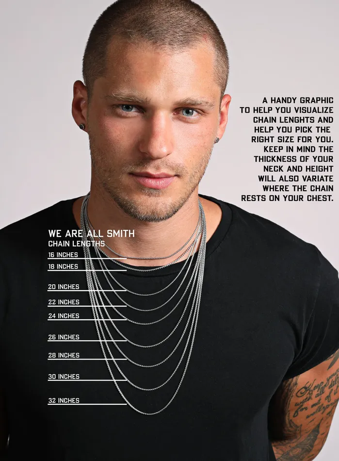 Necklaces WE ARE ALL SMITH Mens Jewelry Clothing 35mm black stainless steel cuban chain