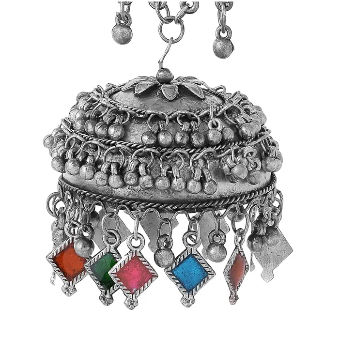 Necklaces Yellow Chimes Yellow Chimes Earrings for Women and Girls Traditional Silver Oxidised Jhumka Earrings German Silver Big Jhumki Earrings Birthday Gift For girls and women Anniversary Gift for Wife