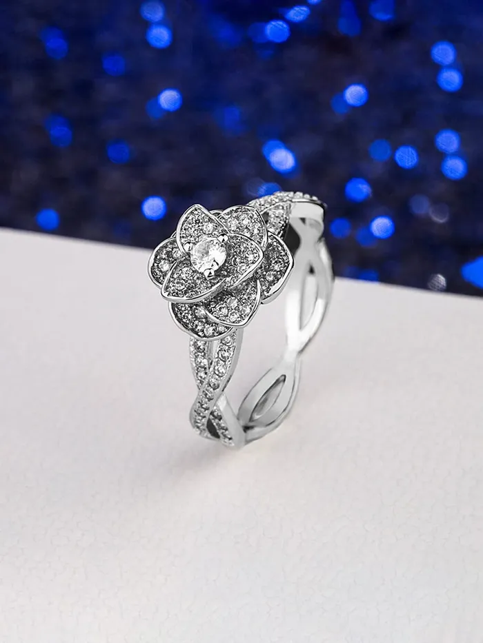 Necklaces Yellow Chimes Yellow Chimes Ring for women Elegant Austrian Crystal Platinum Plated Ring for Women and Girls Style8