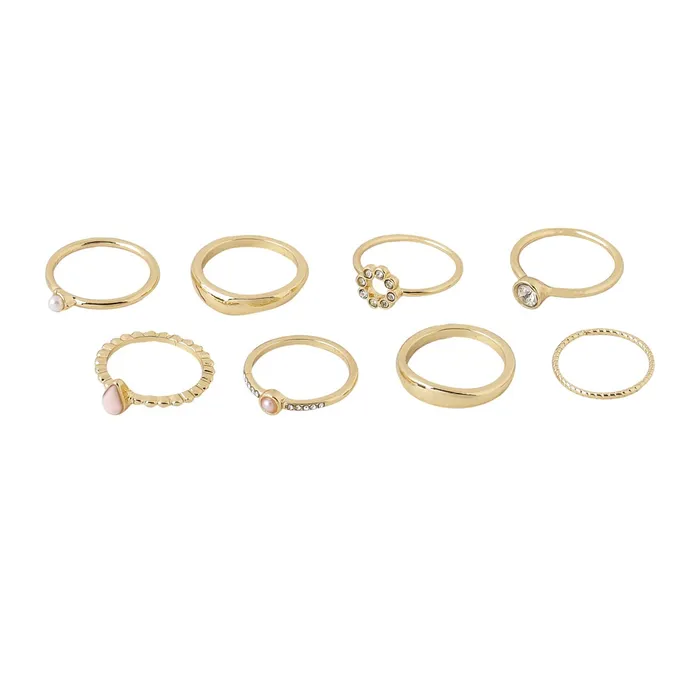 Necklaces Yellow Chimes Yellow Chimes Rings for Women and Girls Aesthetic Stack Ring Set Gold Plated Aesthetic Knuckle Rings Set Birthday Gift For girls and women Anniversary Gift for Wife