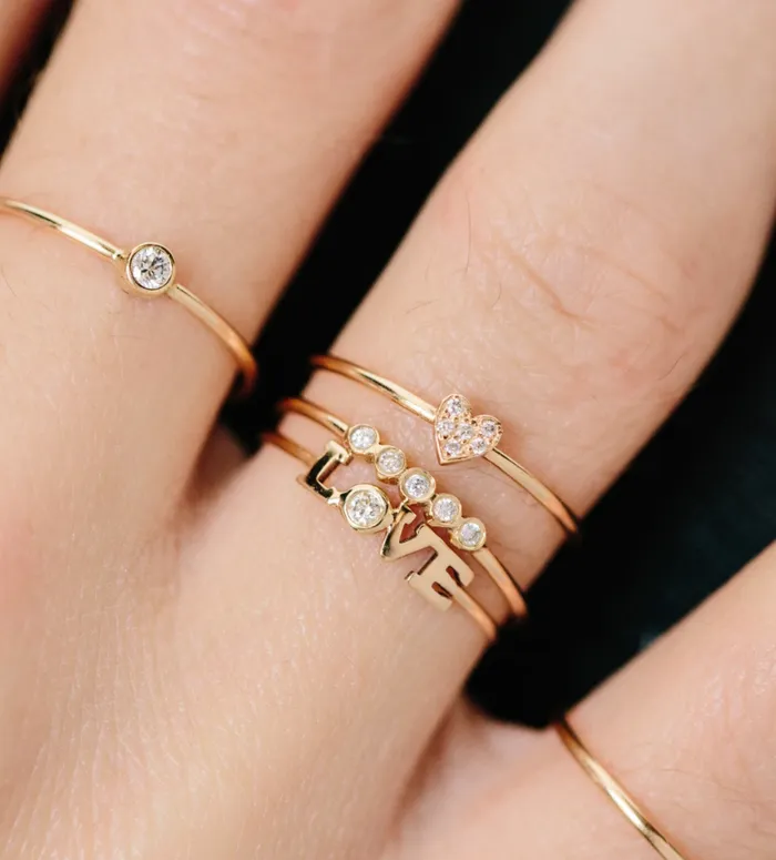 Rings 14K ITTY BITTY PAVE HEART RING Zoe Chicco