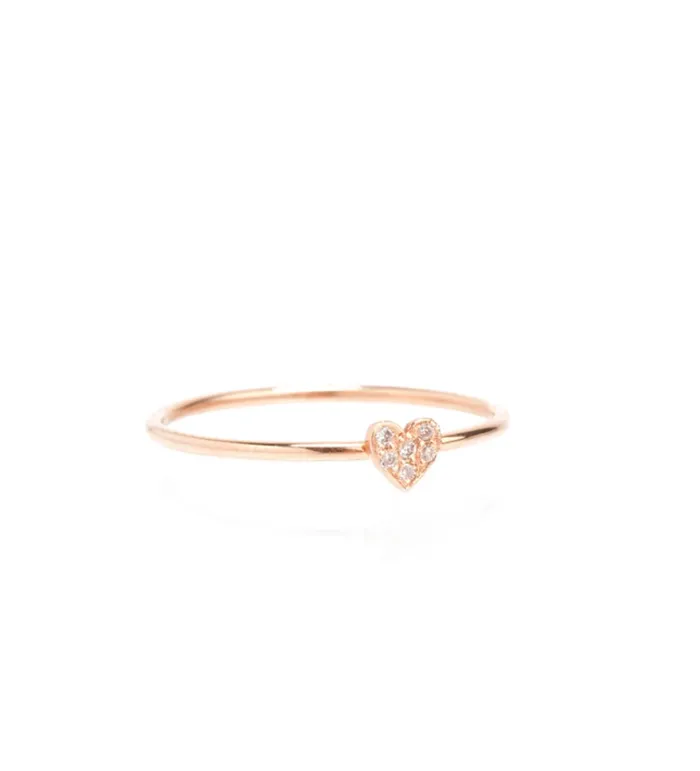 Rings 14K ITTY BITTY PAVE HEART RING Zoe Chicco