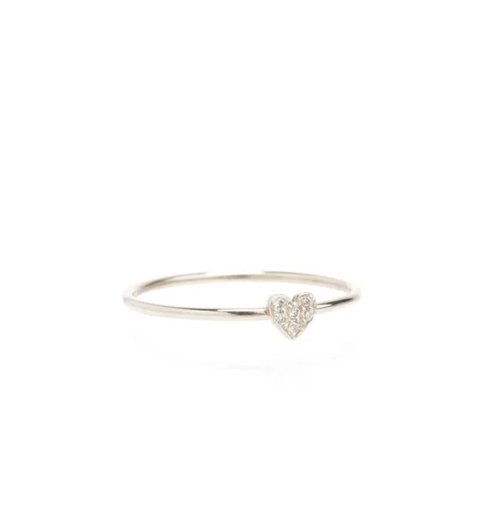 Rings 14K ITTY BITTY PAVE HEART RING Zoe Chicco
