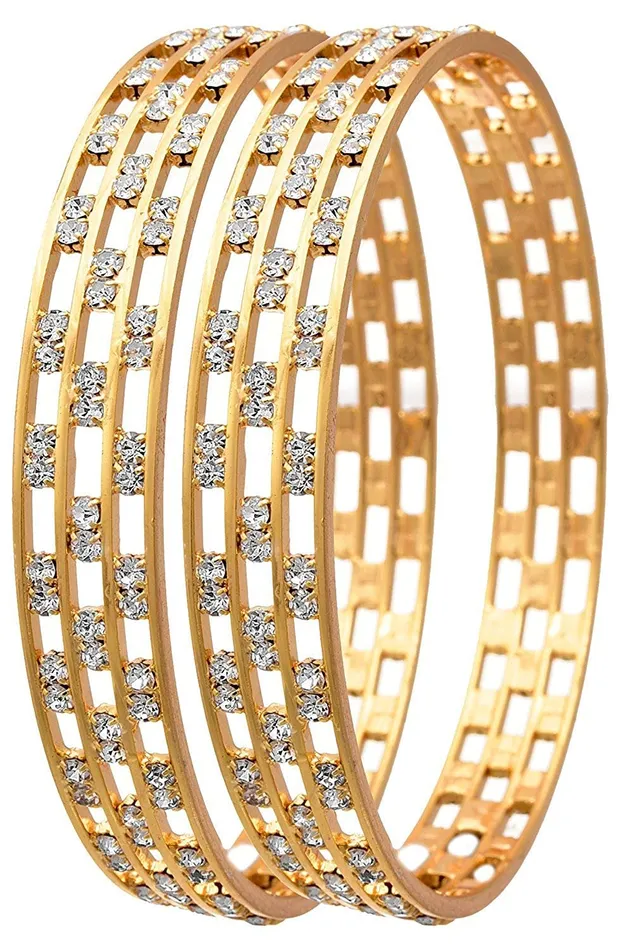 Rings Yellow Chimes Pair of 2 Pcs Exclusive Bestselling Floral American AAA Crystal Traditional Bangles for Women Yellow Chimes