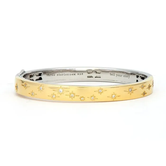 Three Stories Jewelry Wide Starry Night Twotoned Bangle Bracelets