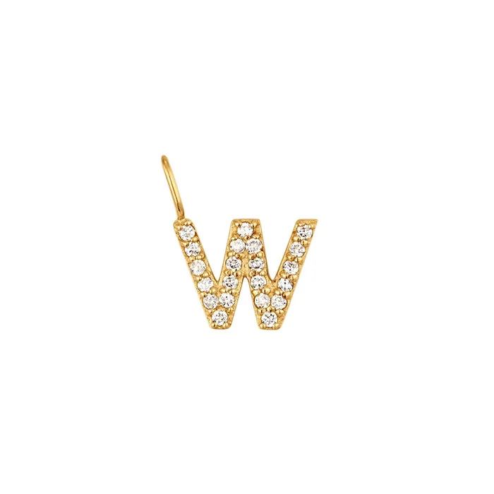 W Diamond Initial Charm AURELIE GI Charm Necklaces