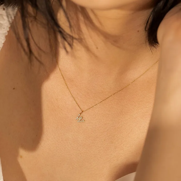 W Diamond Initial Charm AURELIE GI Charm Necklaces