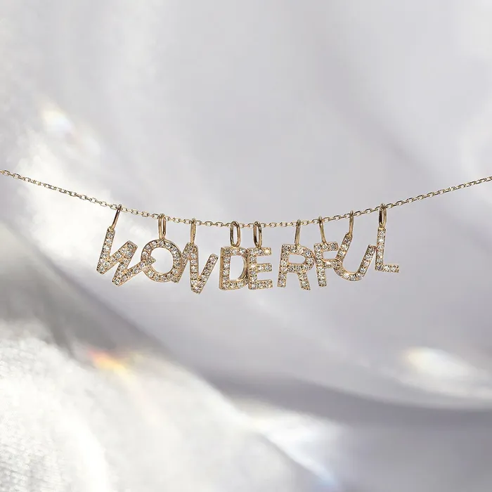 W Diamond Initial Charm AURELIE GI Charm Necklaces
