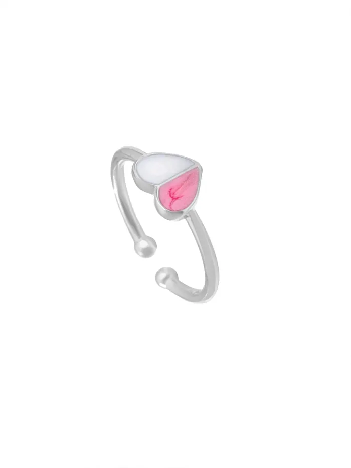 Yellow Chimes Adjustable Pink Heart Shaped Pearl Ring Fashionable Fine Brass Size 7 Silver Yellow Chimes Necklaces