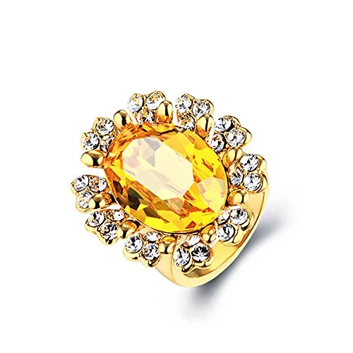 Yellow Chimes Earrings Crystals from Swarovski Dazzling Precious Looks Golden Ring for Women by Yellow Chimes 