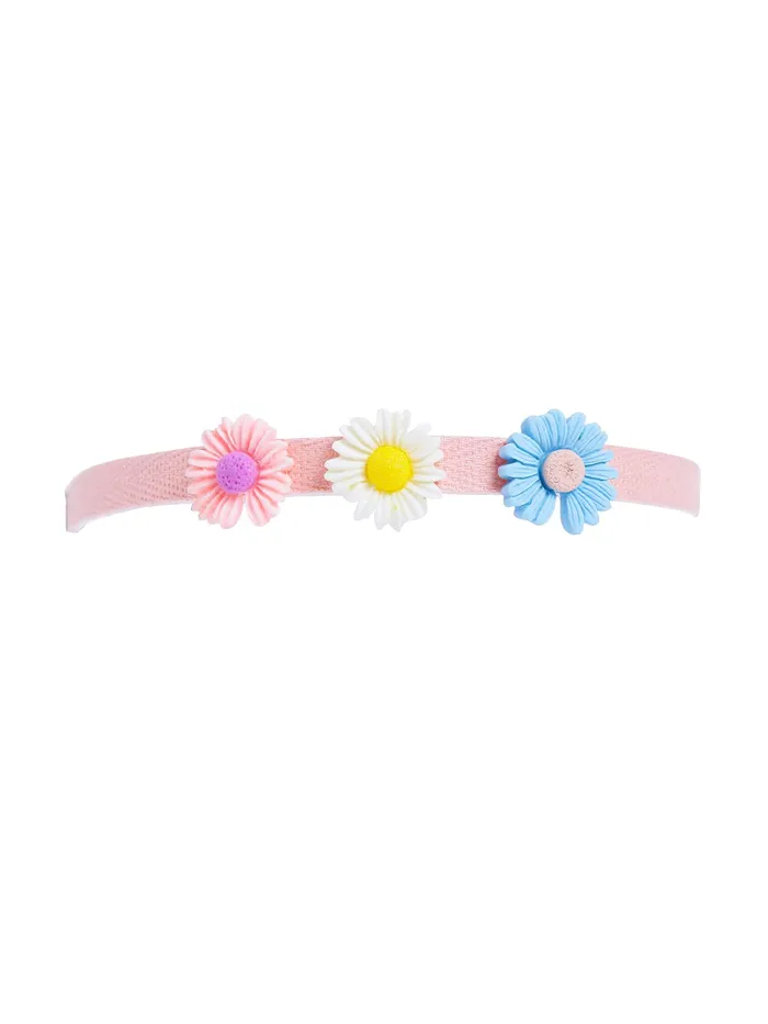 Yellow Chimes Earrings Melbees by Yellow Chimes Combo of 1 Floral Hair Band 1 Bow Rubber Band and Set of 4 Flower Crown Hair Clips for Kids Girls Hair Accessories Pack of 6 Peach Medium