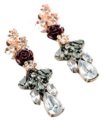 Yellow Chimes Earrings Yellow Chimes Elegant Rose Flower Rhinestone Crystal Dangle Earrings For Women and Girls Yellow Chimes Earrings Yellow Chimes Elegant Rose Flower Rhinestone Crystal Dangle Earrings For Women and Girls