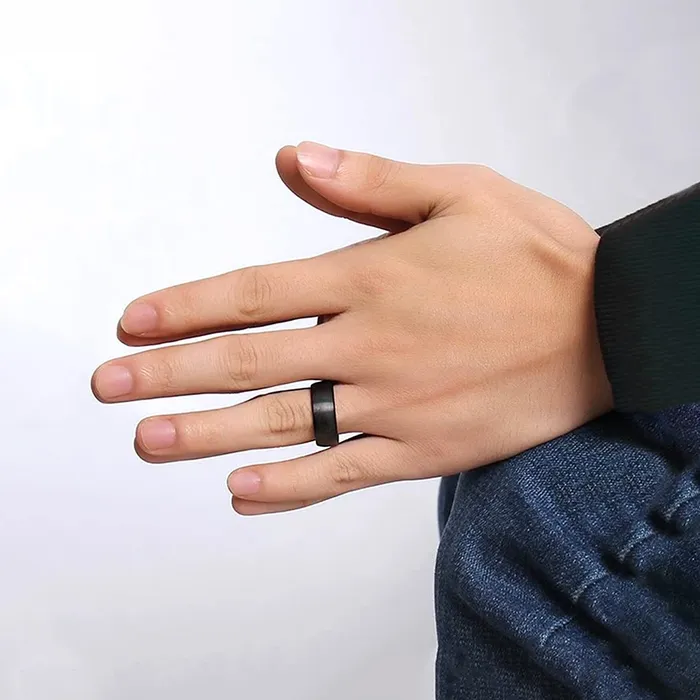 Yellow Chimes Earrings Yellow Chimes Western Style Titanuium Black Band Ring for Men and Women