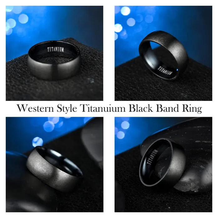Yellow Chimes Earrings Yellow Chimes Western Style Titanuium Black Band Ring for Men and Women