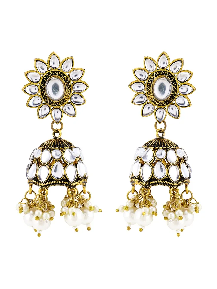 Yellow Chimes Ethnic Gold Plated Flower Design Traditional Stone White Beads Jhumka Earrings for Women and Girls Medium YCTJER88STFLWJHGL Yellow Chimes Necklaces Yellow Chimes Ethnic Gold Plated Flower Design Traditional Stone White Beads Jhumka Earrings for Women and Girls Medium YCTJER88STFLWJHGL Yellow Chimes Necklaces