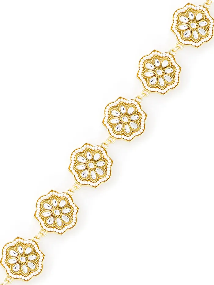 Yellow Chimes Head Chain for Women Traditional Headband Gold Plated Kundan Studded Hairband Matha patti Jewellery Necklace for women and Girls Yellow Chimes Earrings