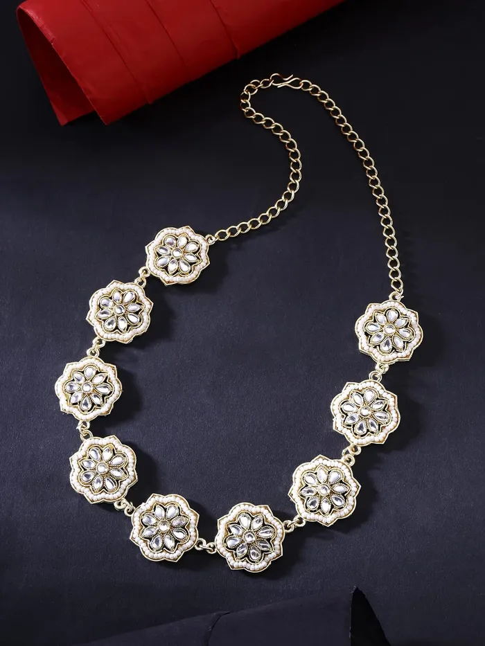 Yellow Chimes Head Chain for Women Traditional Headband Gold Plated Kundan Studded Hairband Matha patti Jewellery Necklace for women and Girls Yellow Chimes Earrings